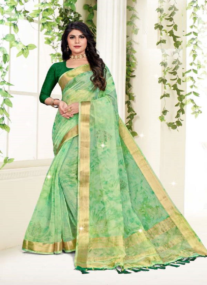 Saroj Aashnaa Organza Printed Wholesale Party Wear Sarees
